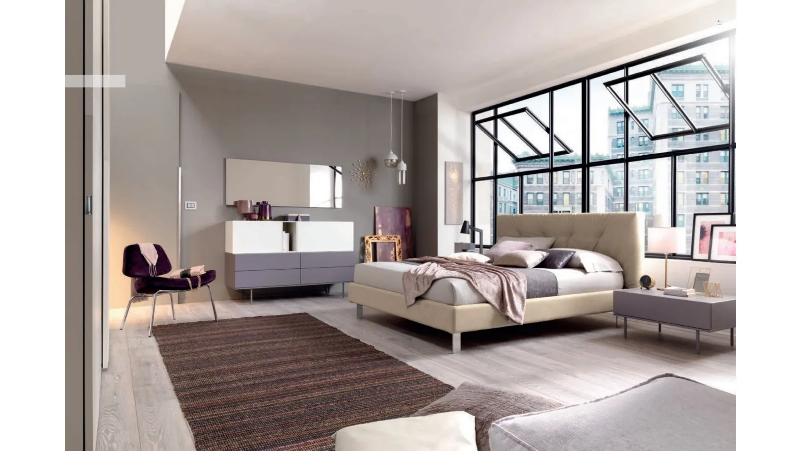 Letto in ecopelle con testiera trapuntata NC107 di Moretti Compact