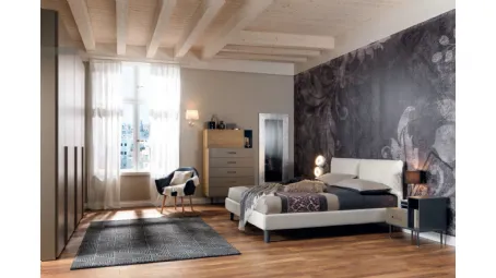 Letto con testiera imbottita in ecopelle NC111 Moretti Compact