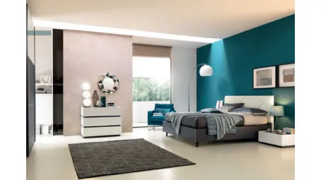 Letto con testiera in ecopelle Bianco Artico NC115 Moretti Compact