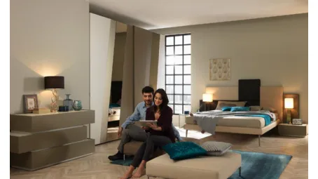 Letto matrimoniale con testiera imbottita in ecopelle NC501 di Moretti Compact