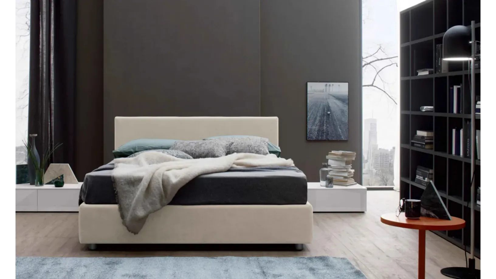 Letto con contenitore New Life di Spagnol Salotti