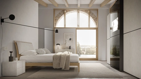 Letto Parentesi in legno con pannello imbottito di SantaLucia