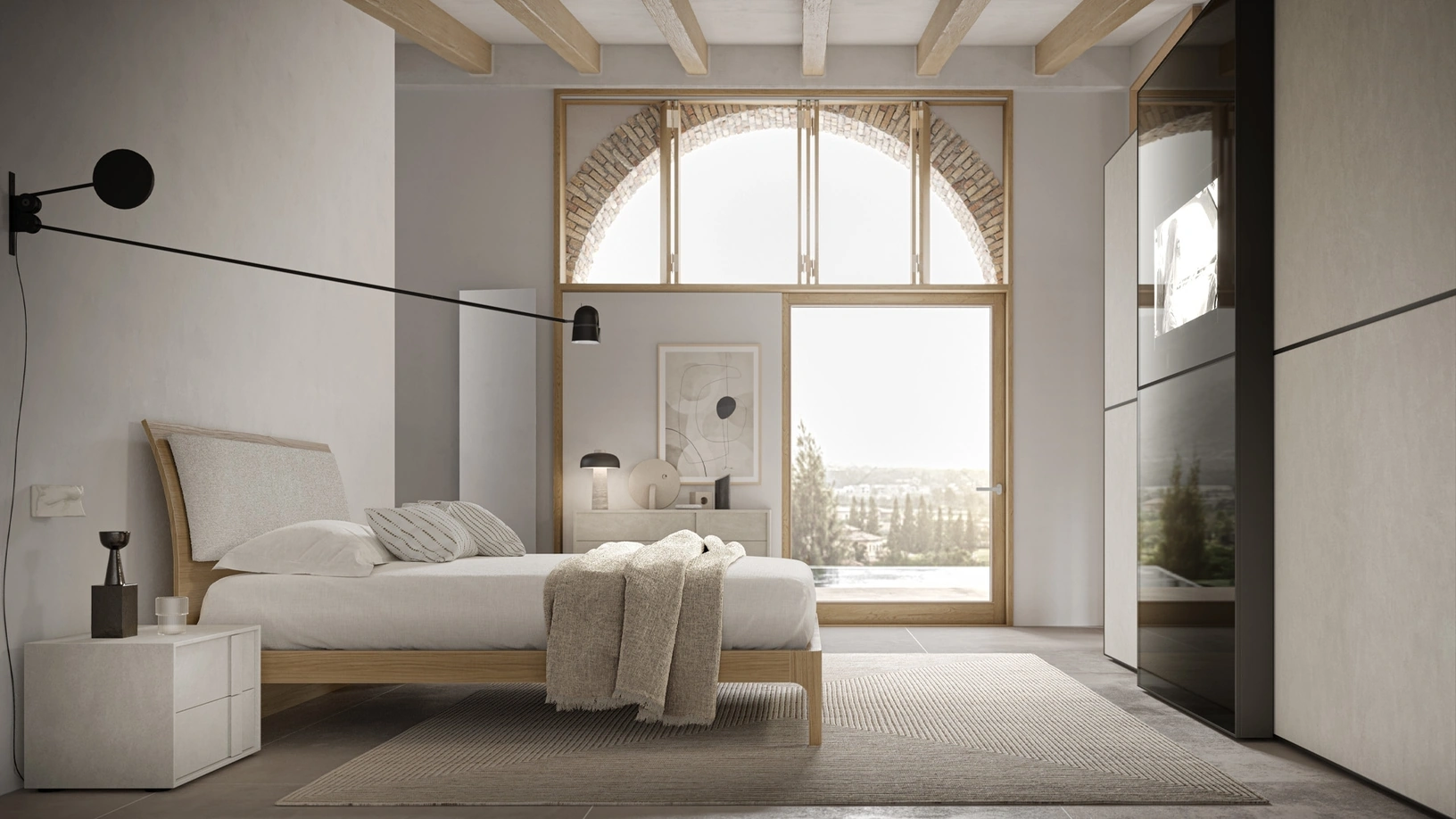 Letto Parentesi in legno con pannello imbottito di SantaLucia