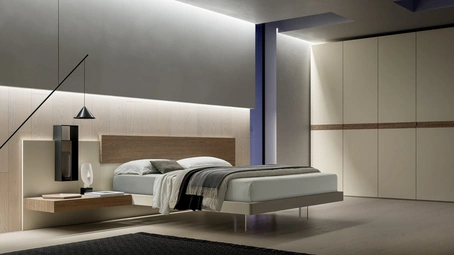 Letto con testiera Scacco in laccato e legno di SantaLucia