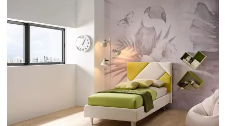 Letto singolo con testiera trapuntata e imbottita SC202 di Moretti Compact
