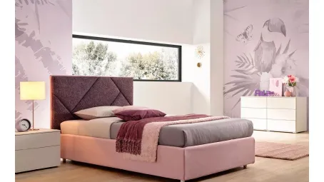 Letto a una piazza e mezza in tessuto con testiera SC213 di Moretti Compact