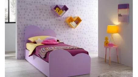 Letto singolo con testiera e pediera sagomate  SC112 in laccato Lilla di Moretti Compact
