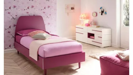 Letto in laccato Lampone con testiera Cake SC116 di Moretti Compact