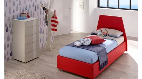 Letto singolo rivestito in ecopelle con testiera Peak SC205 di Moretti Compact