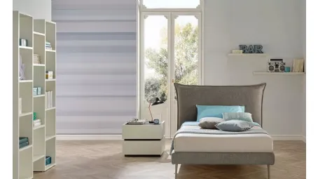Letto singolo imbottito in tessuto con testiera SC211 di Moretti Compact