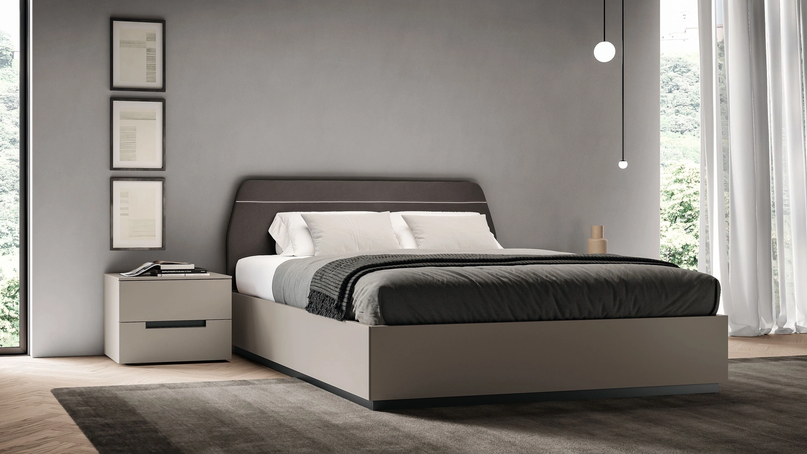 Letto Soft con testiera imbottita di Spagnol Mobili