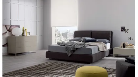 Letto in pelle con box contenitore Spazio di Spagnol Mobili