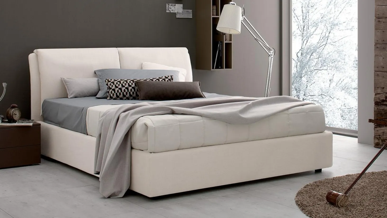 Letto matrimoniale in tessuto con box contenitore Spazio di Spagnol Salotti