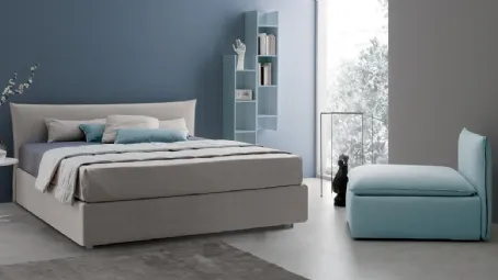 Letto in tessuto con contenitore Step Box di Spagnol Salotti