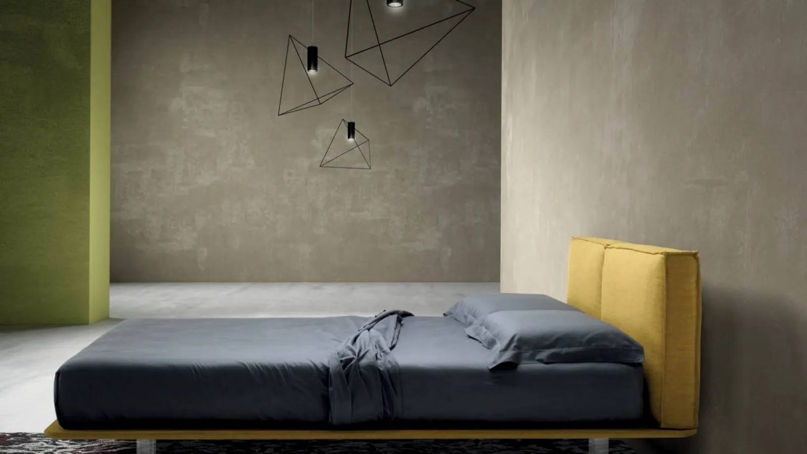 Letto in tessuto con testiera imbottita e piedini trasparenti Stylish di Bside