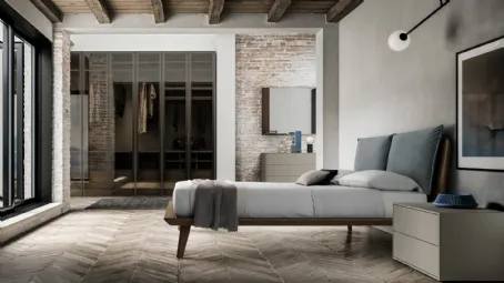 Letto impiallacciato con testiera Talak di SantaLucia