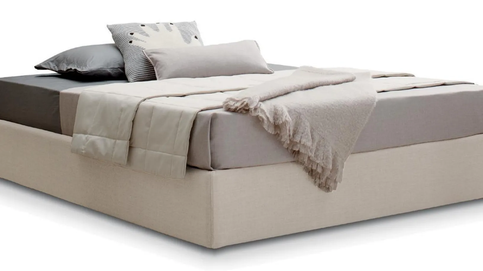 Letto Sommier in tessuto con box contenitore Turca Over di Spagnol Salotti