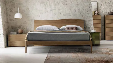 Letto moderno Wave finitura Matwood Coffee con testiera a onda di SantaLucia