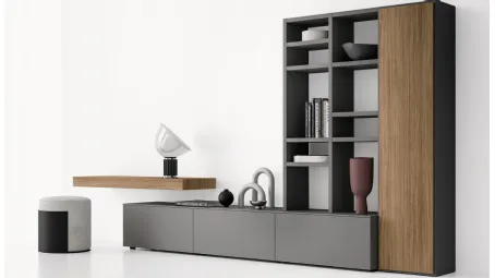 Libreria in laccato opaco e legno GS210 di SantaLucia