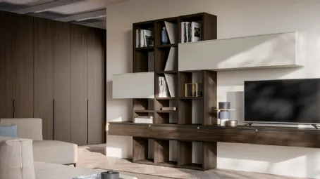 Libreria in legno e laccato opaco GS211 di SantaLucia
