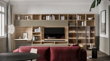 Libreria GS219 con piano scrivania integrato di SantaLucia
