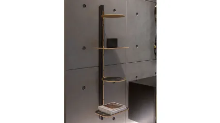 Libreria sospesa di design in legno con ripiani in grès porcellanato Icon di Tonin Casa