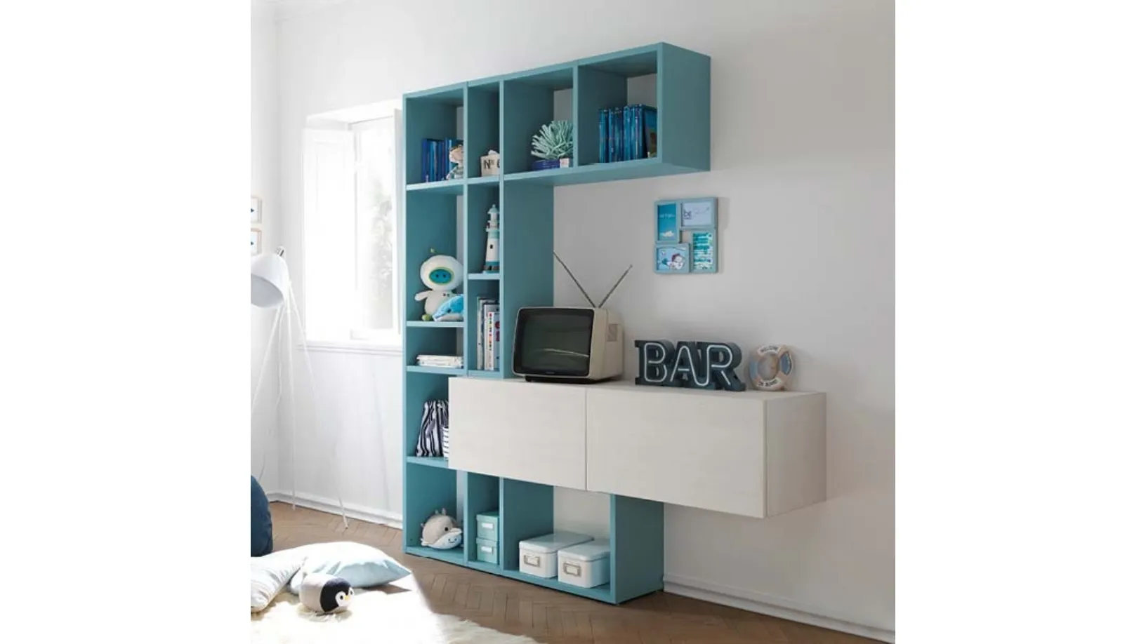 Libreria in laccato Cielo KC410 di Moretti Compact