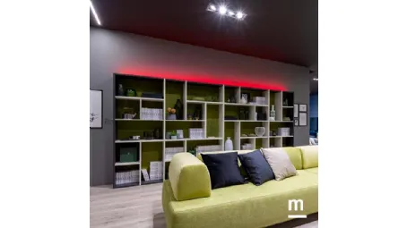 Libreria a muro in laccato opaco e melaminico Flexa LV120 di Moretti Compact