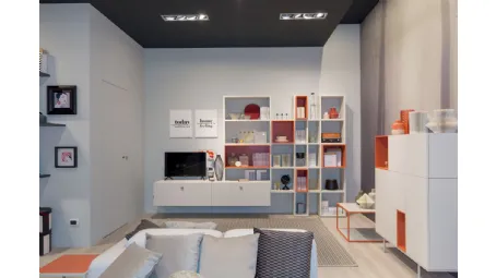 Libreria componibile in melaminico e laccato MC044 di Moretti Compact