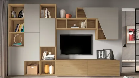 Libreria in legno e laccato caratterizzata da anta dal taglio obliquo PTG313 di SantaLucia
