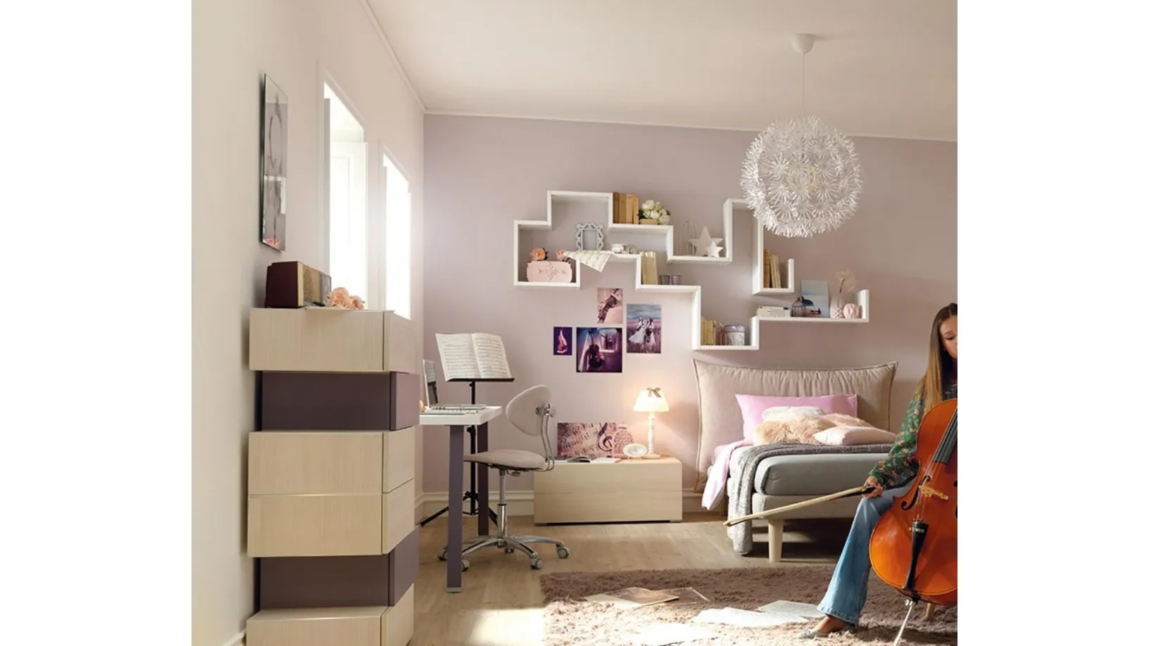Libreria sospesa in laccato bianco Dedalo YC306 Moretti Compact