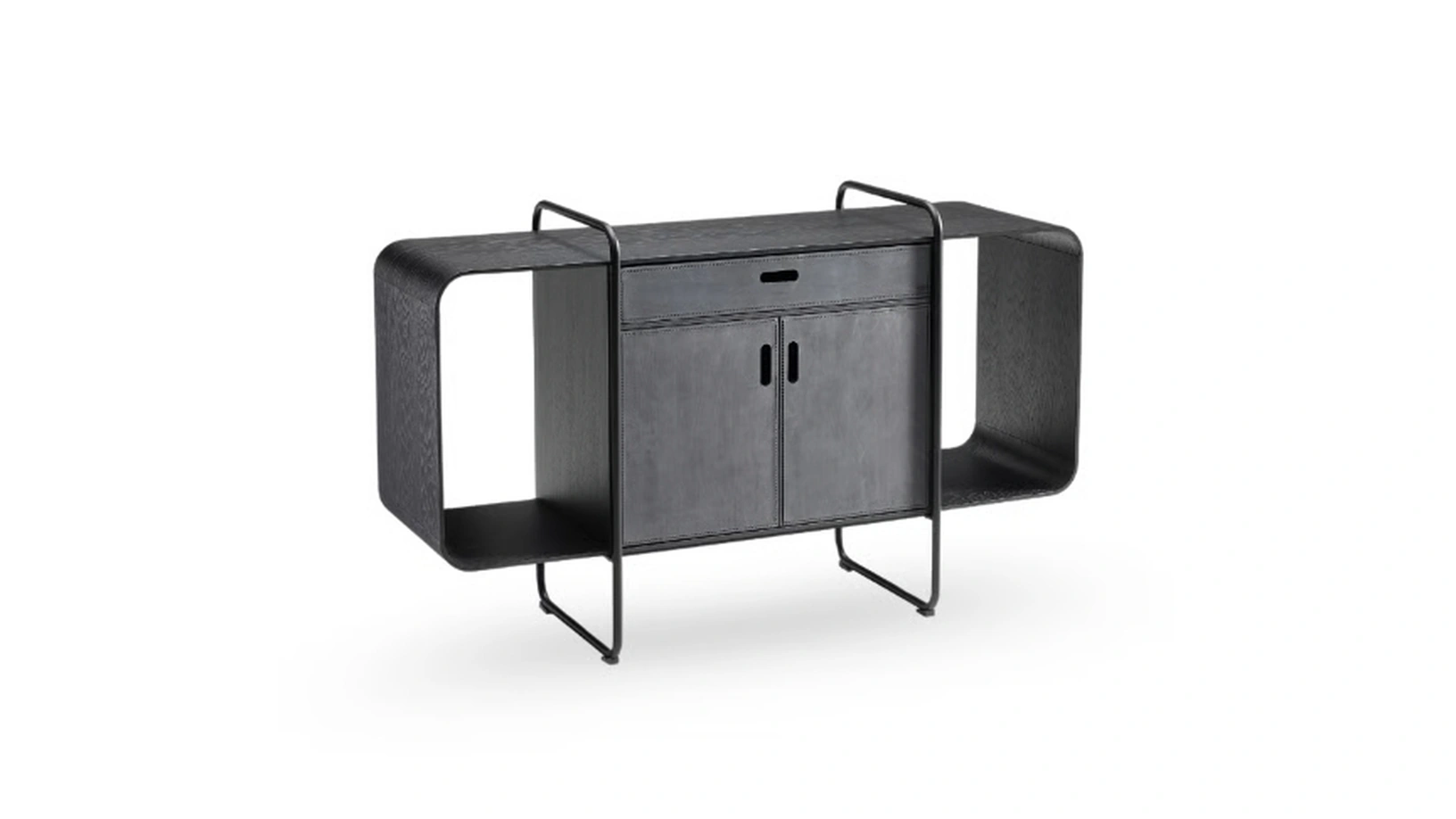 Madia Apelle con struttura in metallo e ante rivestite in pelle di Midj