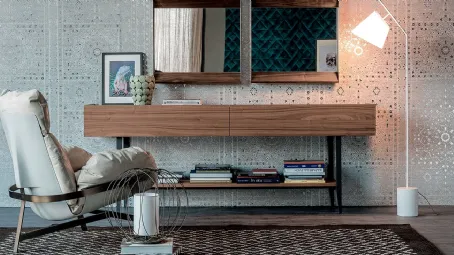 Madia in noce con gambe in metallo Horizon di Cattelan Italia