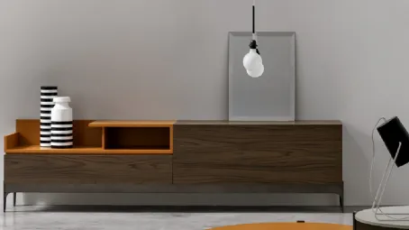 Madia moderna in melaminico con vani a giorno laccati L2200 H579 di SantaLucia