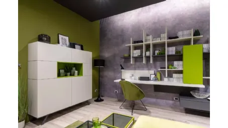 Madia Alta in laminato con wallbox a giorno laccato LV210 di Moretti Compact