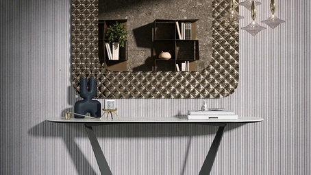 Mobile ingresso Consolle Reverse con top in gres porcellanato di Tonin Casa