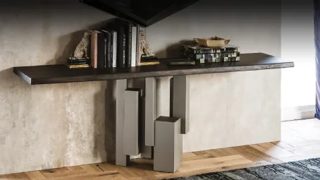 Consolle con base in acciaio e piano in legno massello Skyline di Cattelan Italia