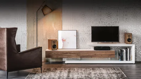 Mobile Porta Tv Link reversibile e adattabile in lunghezza in Noce Canaletto di Cattelan Italia