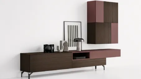 Parete Attrezzata moderna in melaminico e laccato GS206 di SantaLucia