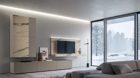 Parete Attrezzata GS303 in melaminico statuario e laccato opaco SantaLucia