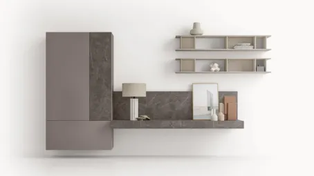Parete Attrezzata GS304 in laccato opaco e melaminico effetto marmo grafite SantaLucia