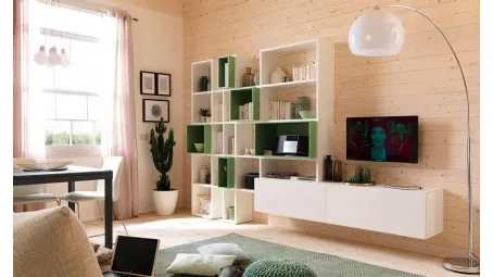 Parete attrezzata con libreria, LV102 di Moretti Compact