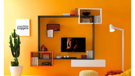 Parete attrezzata di design sospesa LV109 di Moretti Compact