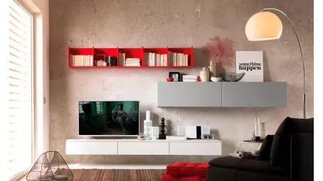 Parete attrezzata sospesa moderna LV112 di Moretti Compact
