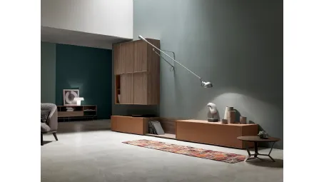 Parete Attrezzata in melaminico e laccato color cuoio KD006 di SantaLucia
