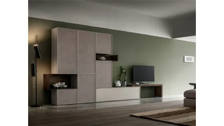 Parete Attrezzata con ante in ecopelle KD010 di SantaLucia