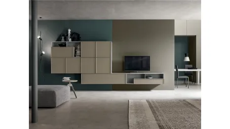 Parete Attrezzata moderna con base sospesa KD011 di SantaLucia