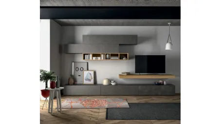 Parete Attrezzata Slim Comp 105 in effetto Resina Dark Grey di Dall'Agnese