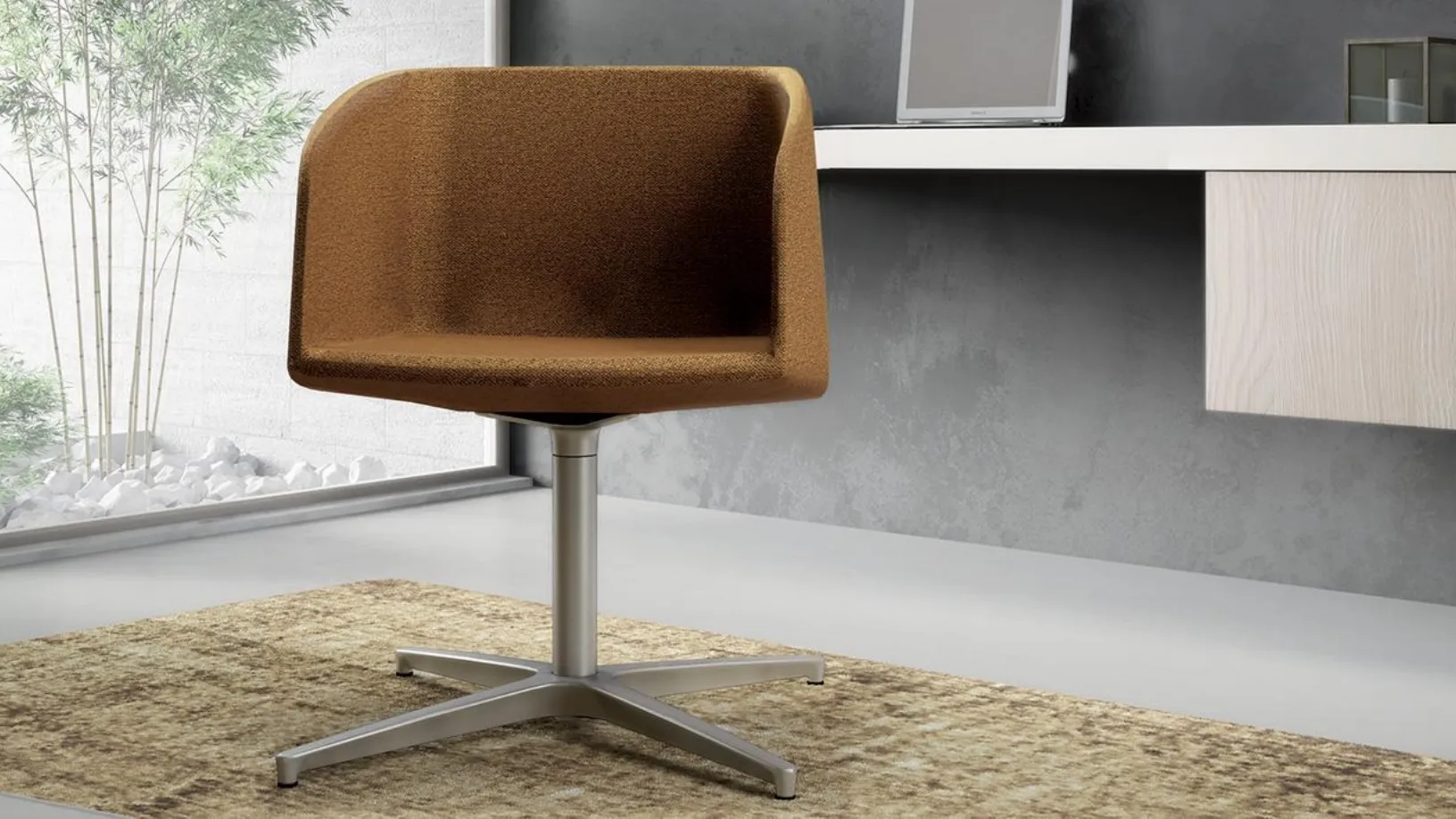 Poltroncina in tessuto con basamento in metallo Nest di Spagnol Salotti