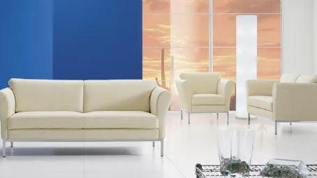 Poltrona classica in pelle bianca Terry di Spagnol Salotti